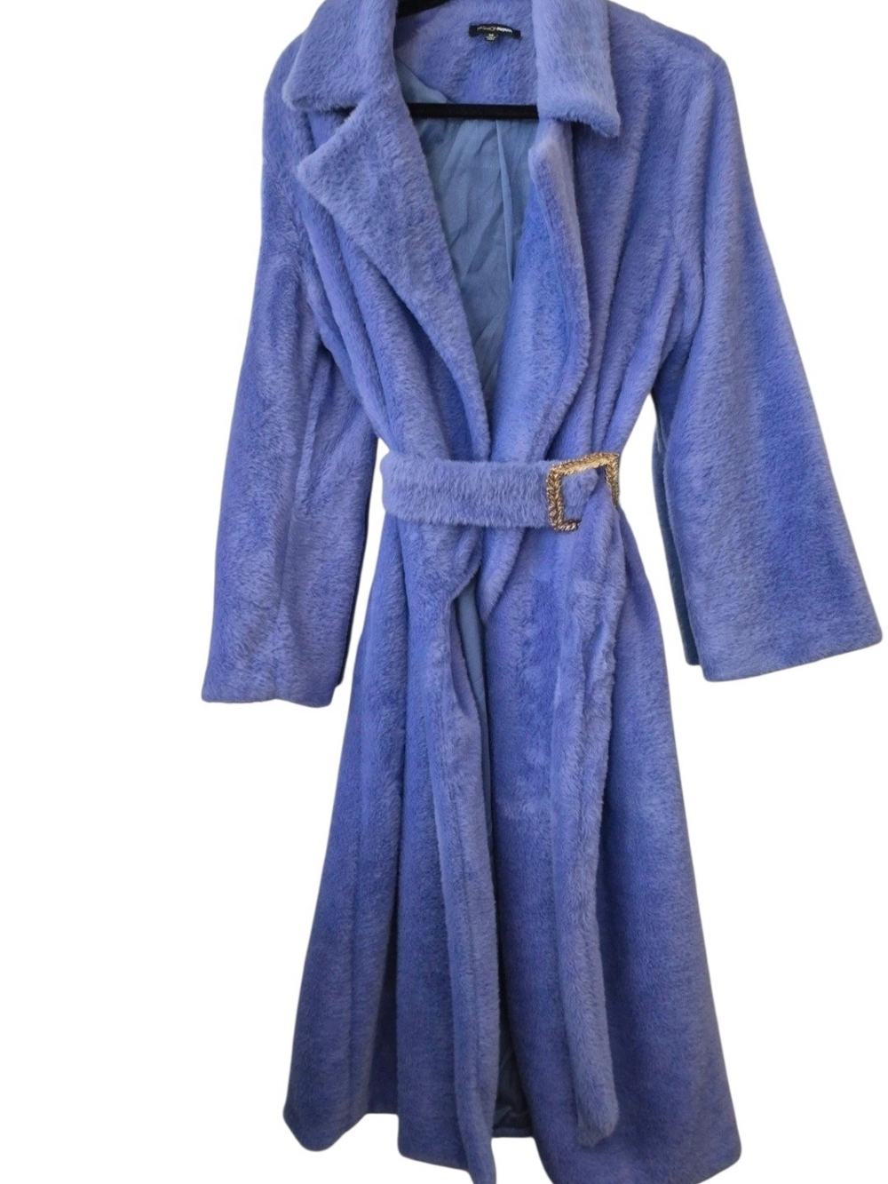 💕Fashion Nova Lavender Faux Fur Belted Trench Coat💕